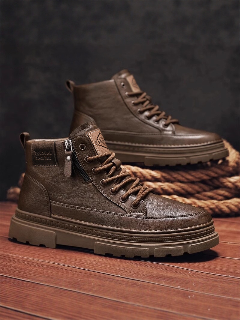 Youtube Leatherwork - Botas Casuais Masculinas Leves de Couro