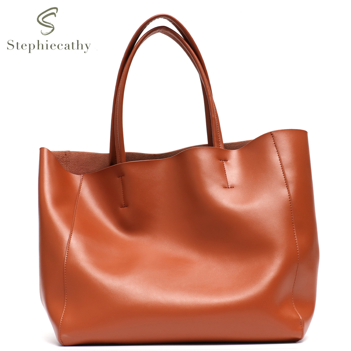 Leatherwork Workshop - Bolsa tote grande minimalista feminina, bolsa