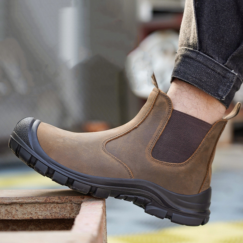 Leatherwork Boots - Tamanho grande moda masculina aço toe