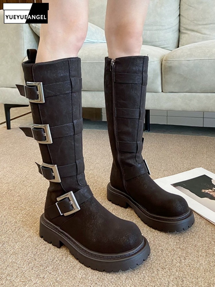 Leatherwork Boots - Botas Femininas de Cano Alto com